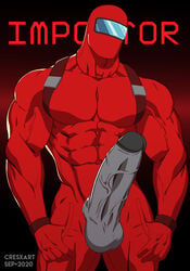 1boy among_us bara big_penis cresxart gay helmet huge_cock impostor_(among_us) male male_only muscular penis red_(among_us) solo_male spacesuit tagme yaoi