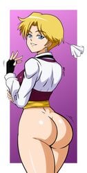 1girls ass ass_focus bare_ass big_ass blonde_hair bottomless bubble_butt dat_ass female female_focus female_only handwear human king_(snk) king_of_fighters large_breasts mergeritter pawg short_hair solo solo_focus topwear tuxedo