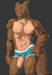 absurd_res anthro clothing dragon foreskin genitals glans hi_res male male_only penis penis_through_fly poking_out solo sunhuiz tan_glans tan_penis uncut underwear