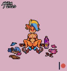 2020 anal anal_sex animated anthro blonde_hair bottle bouncing_breasts clothes_on_floor crash_bandicoot crash_bandicoot_(series) crash_bandicoot_4:_it's_about_time dyed_hair earrings fingerless_gloves furry gif green_eyes marsupial mayin nude nude_anthro nude_female nude_female_clothed_male patreon_logo pixel_art reverse_cowgirl_position sex shoes short_blonde_hair short_hair straight tawna_bandicoot tawna_bandicoot_(crash_4) visible_breath