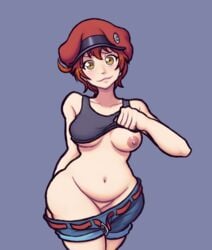 1girls 2020 ae-3803 amber_eyes big_breasts blush breasts cells_at_work female hat hataraku_saibou head_tilt light-skinned_female light_skin looking_at_viewer lovetopullmicke medium_breasts presenting presenting_breasts presenting_pussy realistic_breast_size red_blood_cell_(cells_at_work) red_blood_cell_(hataraku_saibou) red_hair shirt_lift short_hair shorts smile solo solo_female solo_focus tank_top tank_top_lift thick_thighs thighs undressing wide_hips yellow_eyes