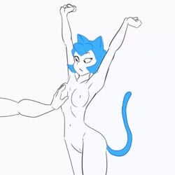 1boy 1girls 2020 animated ass blue_fur blue_hair breast_grab breasts breasts cat_ears cat_tail cece faceless_male feline female female_focus latenightsexycomics naked neko nipples original_character pussy skinny smaller_female thick_thighs vagina yawn yawning