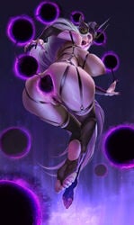 1girls anal anal_beads anal_insertion ass balls feet female female_only garter garter_belt garter_straps giant_anal_beads gigantic_anal_beads hair_ornament huge_anal_beads jm large_insertion league_of_legends long_hair massive_anal_beads purple_eyes pussy pussy_juice rear_view sex_toy stirrup_legwear stockings syndra toeless_legwear white_hair