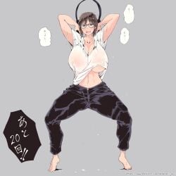 1girls big_breasts breasts female female_focus female_only glasses hataraki_ari huge_breasts large_breasts sweating tagme