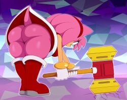 1female 1girl amy_rose ass bigdon1992 childhood_corruption corrupted_childhood cute_ass dress hammer hedgehog hedgehog_girl hedgehog_tail mobian mobian_(species) no_panties nostalgic piko_piko_hammer presenting_hindquarters red_dress sonic_(series) sonic_the_hedgehog_(series) thick_thighs thighs