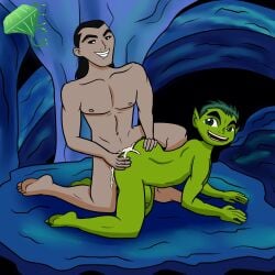 aqualad beast_boy beast_boy_(teen_titans) boner dc dc_comics emeryldgreen erection garth_(teen_titans) gay gay_domination gay_sex male male_only nude skinny teen_titans toony yaoi young