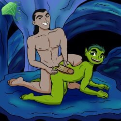 aqualad beast_boy beast_boy_(teen_titans) boner dc dc_comics emeryldgreen erection garth_(teen_titans) gay gay_domination gay_sex male male_only nude skinny teen_titans toony yaoi young