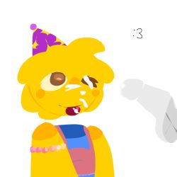 cum_on_face party_hat pest_(regretevator) poob_(regretevator) regretevator robloxian yellow_skin