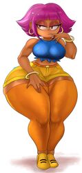 1girls ass belly_button big_ass big_breasts bottom_heavy bracelets breasts bubble_butt cartoon_network clothing dark-skinned_female earrings fat_ass female female_only huge_ass human human_shannon human_version humanized large_ass large_breasts leggings looking_to_the_side lyn_nyl midriff navel ok_k.o.!_let's_be_heroes purple_hair red_eyes shannon_(ok_k.o.!_let's_be_heroes) shannon_boxman short_hair shorts solo solo_female stockings thick_ass thick_legs thick_thighs thighhighs voluptuous wide_hips