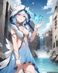 ai_generated big_breasts blue_veil breasts cleavage dress female hi_res long_hair minokai post_apocalyptic self_upload smile the_shorekeeper_(wuthering_waves) wuthering_waves