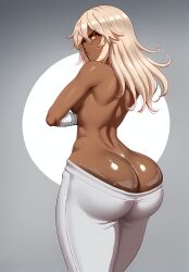 ai_generated annoyed ass_focus back_view bandage big_ass bimboports(ai) dark-skinned_female dark_skin dumptruck_ass female guilty_gear guilty_gear_strive huge_ass oil oiled_ass ramlethal_valentine tagme topless