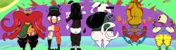 2boys 4girls abstract_character ahoge ahoge_through_hat animate_inanimate arms_at_sides arms_crossed back_view black_hair black_shoes black_skin black_skinned_female blue_gloves blue_shirt bob_cut bobcut brown_belt brown_hair brown_hair_female brown_necklace brown_neckwear business_attire business_suit business_woman cap cat_ears cat_hat cat_tail censor_bar censored_eyes chimor_mythology coin coin_bag coins coral coral_glasses diagonal_angle dollar_sign drawn_on_eyes drawn_on_face dream_bbq ena_(dream_bbq) ena_(series) ena_(species) fat_ass feline freckles_on_ass furry furry_male gay gold_(metal) gold_hair_ornament gold_hair_ring gold_metal gray_shirt green_leggings green_legwear green_sky green_track_suit happy happy_male hat hoarder_alex holding_paper humanoid intersex joel_g kane_(dream_bbq) kumoken latin_american_mythology living_coin long_hair long_hair_female looking_at_viewer mammal mammal_humanoid military_hat mitu_(dream_bbq) money money_bag multicolored_body non-human peruvian peruvian_female peruvian_mythology pigtails polygonal polygonal_body ponytail pouch pouch_(clothing) presenting_hindquarters purple_background red_hair red_hair_female red_liquid red_outline red_skin saleslady slim_waist small_ass small_legs striped_clothing suspenders sweating sweating_female sweating_profusely tail taski_maiden_(ena) thick thick_ass thick_butt thick_thighs toony track_suit tracksuit trashbag two-tone_body unknown_species white_skin_(monochrome) white_skinned_female white_sleeves wrapped_up yellow_body yellow_dress yellow_hat yellow_skin yellow_skinned_female
