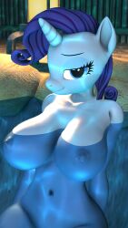 3d_(artwork) absurd_res anthro bathing bedroom_eyes big_breasts breasts curvy_figure daemont92 digital_media_(artwork) equid equine female friendship_is_magic hasbro hi_res horn hot_spring looking_at_viewer mammal my_little_pony mythological_creature mythological_equine mythology narrowed_eyes navel nipples nude partially_submerged rarity_(mlp) seductive skinny_dipping solo source_filmmaker_(artwork) swimming thick_thighs unicorn voluptuous water wide_hips