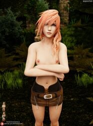 3d breasts darkbahamuth eclair_farron final_fantasy final_fantasy_xiii lightning pinup topless