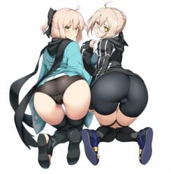 ass bent_over cameltoe fate_(series) halcon looking_at_viewer looking_back mysterious_heroine_x_(alter) okita_souji_(fate) scarf