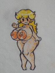 1girls barefoot big_areola big_ass big_breasts blonde_hair blush breasts breasts_bigger_than_head completely_nude completely_nude_female curvy curvy_female cute cute_girl female female_only full_body mario_(series) naked naked_female nude nude_female paper_mario paper_peach princess_peach pussy simple_eyes sketch solo solo_female thatartistann thick_ass thick_thighs voluptuous voluptuous_female waving