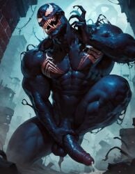 ai_generated alien balls big_balls big_penis boyfriendai cum erection male_only marvel marvel_comics muscular_male penis spider-man_(series) symbiote venom venom_(marvel)