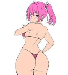 big_ass big_breasts bikini female female_only little_girl pink_hair serachan thick_thighs thong_bikini white_skin