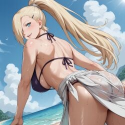 1girls ai_generated ass ass_focus bare_legs bare_midriff bare_shoulders beach big_ass big_breasts bikini bikini_bottom bikini_top blonde_hair blue_eyes book boruto:_naruto_next_generations breasts busty cleavage commentary curvaceous curvy curvy_body curvy_female curvy_figure english_text female female_only from_behind hair_down hair_over_one_eye huge_ass huge_breasts ino_yamanaka light-skinned_female light_blue_eyes light_skin lipstick long_hair makeup milf nai_diffusion naruto naruto:_the_last naruto_(series) naruto_shippuden ocean oppai patreon_username pose posing posing_for_the_viewe sand seaside shiny shiny_hair shiny_skin smile smooth_skin solo stable_diffusion standing swimsuit temptart towel underboob very_long_hair voluptuous water wide_hips