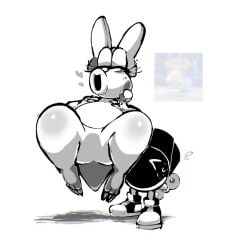 1boy 1boy1girl 1girls 1girls1boy 2025 ace2564 anthro artist_self-insert ass bbw being_carried big_ass big_butt big_thighs birdo birdo_(character) black_and_white blush bob-omb bow chubby chubby_female claws diamond_(gem) digital_media_(artwork) dinosaur dinosaur_girl female half-closed_eye heart hearts_around_head legs legs_apart legs_spread mario_(series) nintendo scalie scalie_female tail thick thick_hips thick_thighs trans_(lore) wide_hips