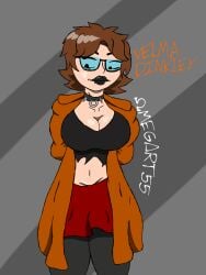 big_ass big_breasts big_butt black_eyes black_lipstick brown_hair character_name female female_only glasses goth goth_girl gothic long_legs omegart55 scooby-doo signature text velma_dinkley white_body white_skin