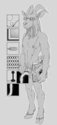 absurd_res anthro balls beard bovid caprine eyewear facial_hair genitals glasses goat goatee hi_res horn looking_at_viewer male male_only mammal nipple_piercing nipples penis piercing pubes scruffy smagma solo