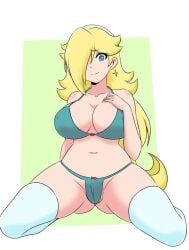 blonde_hair bra breasts cameltoe female female_only jpeg mario_(series) nintendo noboru panties princess_rosalina solo super_mario_galaxy