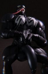 1boy bara barazoku big_balls big_penis male_only marvel muscular_humanoid muscular_male muscular_male_only precum solo_male venom venom_(marvel)