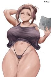 1girls big_breasts breasts brown_hair busty curvaceous curvy curvy_body curvy_female curvy_figure duffmox female huge_breasts kaii_to_otome_to_kamikakushi milf mole mole_under_eye short_eyebrows small_eyebrows sumireko_ogawa thick_thighs thighs voluptuous wide_hips