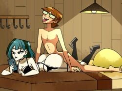 big_ass black_lingerie bored bored_expression bored_sex emotionless emotionless_sex goth goth_girl gwen_(tdi) harold_(tdi) huge_ass ignoring male pale-skinned_female pale_skin phone prone_bone short_hair total_drama_(series) total_drama_island uninterested