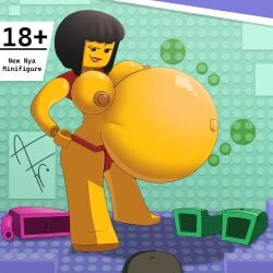 1girls afraart big_breasts black_hair breasts digestion discarded_clothing female female_focus female_only lego lego_minifigure ninjago nya_(ninjago) oral_vore post_digestion soft_vore solo solo_female solo_focus topless topless_female toy toy_girl vore vore_belly yellow_skin