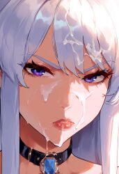 ai_generated annoyed azur_lane cum cum_on_face enterprise_(azur_lane) novelai upset white_hair