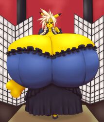 cloud_strife final_fantasy final_fantasy_vii gender_transformation genderswap hyper hyper_breasts pikachu pokemon rickydemont tagme