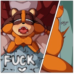 anthro big_breasts comic dialogue english_text female from_behind heart-shaped_pupils human inuyuru male nude nude_female sonic_(series) sonic_boom sonic_the_hedgehog_(series) sticks_the_badger thick_thighs vaginal_penetration video_games