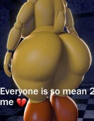 3d 3d_(artwork) animatronic ass_focus avian big_ass big_breasts chicken emoji everyone_is_so_mean_2_me female female_focus female_only five_nights_at_freddy's five_nights_at_freddy's_2 huge_ass joints lewdwithlogan meme naked robot robot_girl solo solo_female solo_focus source_filmmaker tail tail_tuft toy_chica_(fnaf) yellow_body yellow_skin