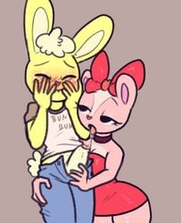 1boy 1girls absurd_res anthro cuddles_(htf) female giggles_(htf) happy_tree_friends hi_res male mammal simple_background tenmathemaiden