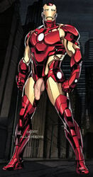 1boy armor drift_alladeriva edit exposed_penis flaccid_cock full_length iron_man male_only marvel penis tony_stark veiny_penis