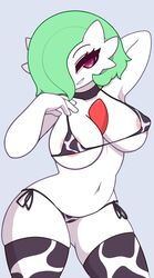 1girls bikini cow_print female gardevoir pinkcappachino pokémon_(species) pokemon pokemon_(species) tagme