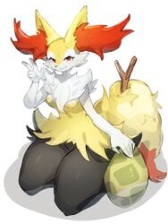 1girls anthro baburusushi blush braixen breasts canine cute egg female fur furry looking_at_viewer mammal nintendo pawpads paws pokémon_(species) pokemon pokemon_(species) red_eyes red_hair small_breasts stick tail yellow_fur yellow_tail