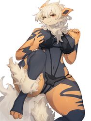 1girls anthro arcanine big_breasts blush bra breasts canine cute cute_fang female fluffy fluffy_hair fluffy_tail fur furry htg92_(artist) humanoid kasumi_(garasaki) looking_at_viewer mammal nintendo orange_body orange_fur panties pokemon pokemon_(species) pokemon_rgby smirk tail