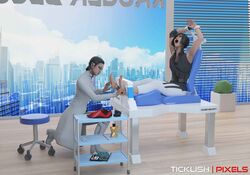 2girls 3d barefoot caitlyn_connors faith_connors faith_connors_(mirror's_edge_catalyst) feet female female_only fully_clothed hairbrush isabel_kruger mirror's_edge mirror's_edge_catalyst tickling ticklishpixels