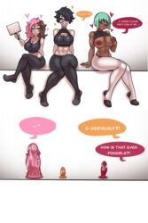 2koma big_breasts black_hair brown_eyes brown_hair cinder_fall dark-skinned_female dildo dildo_penetration edit emerald_sustrai female green_hair heterochromia multicolored_hair neo_(rwby) owl_pie pink_eyes pink_hair red_eyes rwby sex_toy text yellow_eyes yoga_pants