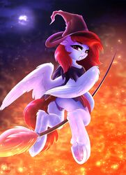 2019 absurd_res airfly-pony anatomically_correct anatomically_correct_anus anatomically_correct_genitalia anatomically_correct_pussy animal_genitalia animal_pussy anus ass broom broom_riding clitoris clothing cloud equid equine equine_pussy fan_character feathered_wings feathers female feral full_moon fur genitals hasbro hat headgear headwear hi_res looking_at_viewer looking_back magic_user mammal mane moon my_little_pony night pegasus puffy_anus pussy red_eyes red_mane red_tail signature solo text underhoof white_body white_feathers white_fur white_wings wings witch witch_hat