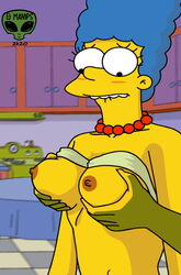 big_breasts breasts fjm groping groping_breasts groping_from_behind horny marge_simpson shy the_simpsons tits