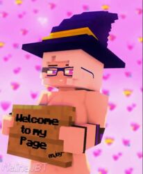 1girls 3d animated big_breasts character female female_only glasses human inviting melanie_thompson_(melinajbt) melinajbt mine-imator minecraft nude oc solo tagme witch witch_hat