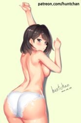 1boy 1girls 2020 ass big_ass black_hair breasts dated female gloria_(pokemon) grey_eyes huntchan nintendo pale-skinned_female pale_skin panties pokemon pokemon_ss standing thick_ass thighs