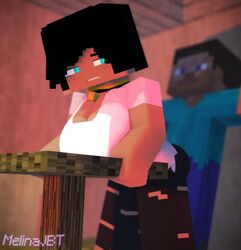 1boy 1boy1girl 1girls 3d antonella_(melinajbt) big_breasts bisexual bisexual_female black_hair blue_eyes character doggy_style female human male melinajbt mine-imator minecraft nonude outdoors steve_(minecraft) t-pose