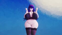 bbw bra degeneratedreamer dreams hex_maniac large_breasts pokemon simple_background stockings thick_thighs wide_hips