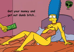 bed caption cum_in_pussy cum_inside fjm lying_on_bed marge_simpson money partial_male prostitution text the_simpsons