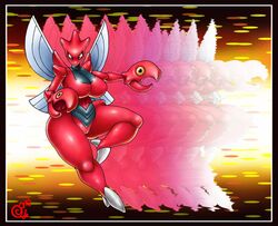 anthro breasts carmessi color female female_only front_view nintendo nude pokemon pussy scizor solo tagme wings